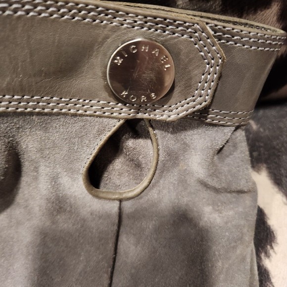 Michael Kors Boots Womens 9 M Suede Gray Grey Knee High Heel Shoes $225 MSRP - Picture 15 of 16